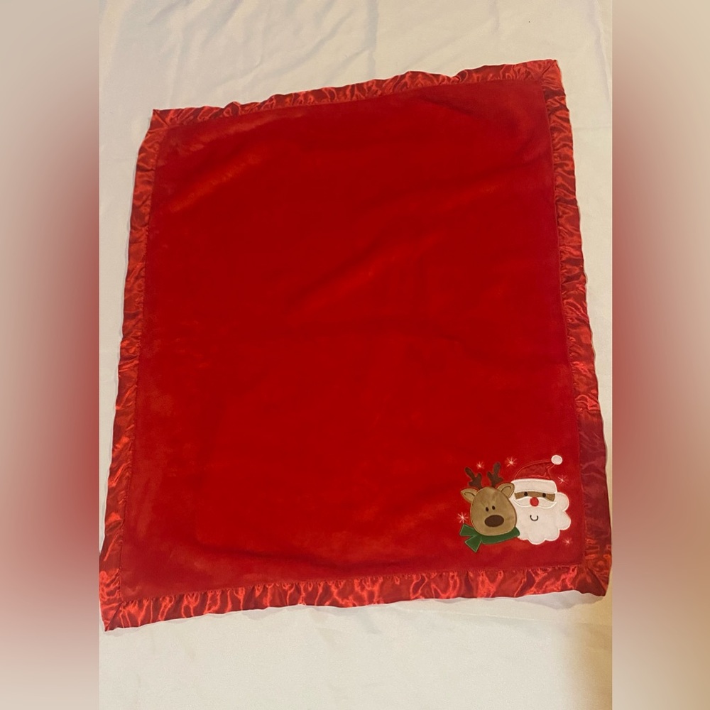 Baby Essentials Christmas Fleece Red  Blanket 35”29” Santa and Reindeer